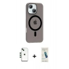 MARSİLYAN™- iPhone 14 Kılıf Pusula Form Özel Seri - Şeffaf Pasifik Cam Ekran Koruyucu + Shine Kamera Lens - YL