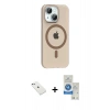 MARSİLYAN™- iPhone 14 Kılıf Pusula Form Özel Seri - Şeffaf Royal Nano Ekran Koruyucu + Diamond Kamera Lens - SABE