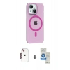 MARSİLYAN™- iPhone 14 Kılıf Pusula Form Özel Seri - Şeffaf Royal Nano Ekran Koruyucu + Shine Kamera Lens - KI