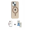MARSİLYAN™- iPhone 14 Kılıf Pusula Form Özel Seri - Şeffaf Royal Nano Ekran Koruyucu + Shine Kamera Lens - KI