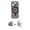 MARSİLYAN™- iPhone 14 Kılıf Pusula Form Özel Seri - Şeffaf Royal Nano Ekran Koruyucu + Raze Metal Kamera Lens - GS