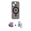 MARSİLYAN™- iPhone 14 Kılıf Pusula Form Özel Seri - Şeffaf Royal Nano Ekran Koruyucu + Raze Metal Kamera Lens - KI