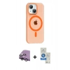 MARSİLYAN™- iPhone 14 Kılıf Pusula Form Özel Seri - Şeffaf Royal Nano Ekran Koruyucu + Raze Metal Kamera Lens - GS