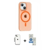 MARSİLYAN™- iPhone 14 Kılıf Pusula Form Özel Seri - Şeffaf Royal Nano Ekran Koruyucu + Shine Kamera Lens - GI