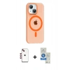 MARSİLYAN™- iPhone 14 Kılıf Pusula Form Özel Seri - Şeffaf Royal Nano Ekran Koruyucu + Shine Kamera Lens - KI
