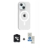MARSİLYAN™- iPhone 14 Kılıf Pusula Form Özel Seri - Şeffaf Royal Nano Ekran Koruyucu + PVD Metal Kamera Lens - YL