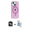 MARSİLYAN™- iPhone 14 Kılıf Pusula Form Özel Seri - Şeffaf Royal Nano Ekran Koruyucu + PVD Metal Kamera Lens - YL