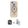 MARSİLYAN™- iPhone 14 Kılıf Pusula Form Özel Seri - Şeffaf Royal Nano Ekran Koruyucu + PVD Metal Kamera Lens - YL