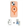 MARSİLYAN™- iPhone 14 Kılıf Pusula Form Özel Seri - Şeffaf Royal Nano Ekran Koruyucu + Shine Kamera Lens - YL