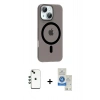 MARSİLYAN™- iPhone 14 Kılıf Pusula Form Özel Seri - Şeffaf Royal Nano Ekran Koruyucu + Shine Kamera Lens - YL