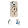 MARSİLYAN™- iPhone 14 Kılıf Pusula Form Özel Seri - Şeffaf Royal Nano Ekran Koruyucu + Shine Kamera Lens - YL