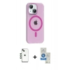 MARSİLYAN™- iPhone 14 Kılıf Pusula Form Özel Seri - Şeffaf Royal Nano Ekran Koruyucu + Shine Kamera Lens - YL