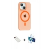 MARSİLYAN™- iPhone 14 Kılıf Pusula Form Özel Seri - Siyah 3D Antistatik Cam Ekran Koruyucu + Diamond Kamera Lens - KI