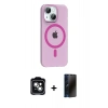 MARSİLYAN™- iPhone 14 Kılıf Pusula Form Özel Seri - Siyah 3D Antistatik Hayalet Cam Ekran Koruyucu + PVD Metal Kamera Lens - YL