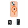 MARSİLYAN™- iPhone 14 Kılıf Pusula Form Özel Seri - Siyah 3D Antistatik Hayalet Cam Ekran Koruyucu + PVD Metal Kamera Lens - YL