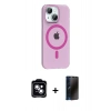 MARSİLYAN™- iPhone 14 Kılıf Pusula Form Özel Seri - Siyah 3D Antistatik Hayalet Cam Ekran Koruyucu + PVD Metal Kamera Lens - MI