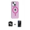 MARSİLYAN™- iPhone 14 Kılıf Pusula Form Özel Seri - Siyah 3D Antistatik Hayalet Cam Ekran Koruyucu + PVD Metal Kamera Lens - TU