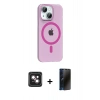 MARSİLYAN™- iPhone 14 Kılıf Pusula Form Özel Seri - Siyah 3D Antistatik Hayalet Cam Ekran Koruyucu + PVD Metal Kamera Lens - PE