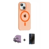 MARSİLYAN™- iPhone 14 Kılıf Pusula Form Özel Seri - Siyah 3D Antistatik Hayalet Cam Ekran Koruyucu + Raze Metal Kamera Lens - GS