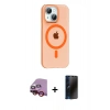 MARSİLYAN™- iPhone 14 Kılıf Pusula Form Özel Seri - Siyah 3D Antistatik Hayalet Cam Ekran Koruyucu + Raze Metal Kamera Lens - KI