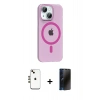 MARSİLYAN™- iPhone 14 Kılıf Pusula Form Özel Seri - Siyah 3D Antistatik Hayalet Cam Ekran Koruyucu + Shine Kamera Lens - GD