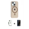 MARSİLYAN™- iPhone 14 Kılıf Pusula Form Özel Seri - Siyah 3D Antistatik Hayalet Cam Ekran Koruyucu + Shine Kamera Lens - YL