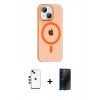 MARSİLYAN™- iPhone 14 Kılıf Pusula Form Özel Seri - Siyah 3D Antistatik Hayalet Cam Ekran Koruyucu + Shine Kamera Lens - YL
