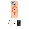 MARSİLYAN™- iPhone 14 Kılıf Pusula Form Özel Seri - Siyah 3D Antistatik Hayalet Cam Ekran Koruyucu + Shine Kamera Lens - GS