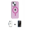 MARSİLYAN™- iPhone 14 Kılıf Pusula Form Özel Seri - Siyah 3D Antistatik Hayalet Cam Ekran Koruyucu + Shine Kamera Lens - MI