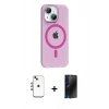 MARSİLYAN™- iPhone 14 Kılıf Pusula Form Özel Seri - Siyah 3D Antistatik Hayalet Cam Ekran Koruyucu + Shine Kamera Lens - GI