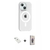 MARSİLYAN™- iPhone 14 Kılıf Pusula Form Özel Seri - Siyah Bilvis 3D Cam Ekran Koruyucu + Diamond Kamera Lens - YL