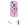 MARSİLYAN™- iPhone 14 Kılıf Pusula Form Özel Seri - Siyah Bilvis 3D Cam Ekran Koruyucu + Diamond Kamera Lens - YL