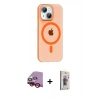MARSİLYAN™- iPhone 14 Kılıf Pusula Form Özel Seri - Siyah Bilvis 3D Cam Ekran Koruyucu + Kırmızı Raze Metal Kamera Lens