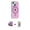 MARSİLYAN™- iPhone 14 Kılıf Pusula Form Özel Seri - Siyah Bilvis 3D Cam Ekran Koruyucu + Kırmızı Raze Metal Kamera Lens