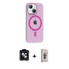 MARSİLYAN™- iPhone 14 Kılıf Pusula Form Özel Seri - Siyah Bilvis 3D Cam Ekran Koruyucu + PVD Metal Kamera Lens - MI