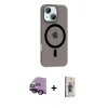 MARSİLYAN™- iPhone 14 Kılıf Pusula Form Özel Seri - Siyah Bilvis 3D Cam Ekran Koruyucu + Raze Metal Kamera Lens - SH