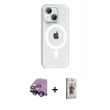 MARSİLYAN™- iPhone 14 Kılıf Pusula Form Özel Seri - Siyah Bilvis 3D Cam Ekran Koruyucu + Raze Metal Kamera Lens - SH