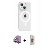 MARSİLYAN™- iPhone 14 Kılıf Pusula Form Özel Seri - Siyah Bilvis 3D Cam Ekran Koruyucu + Raze Metal Kamera Lens - GS