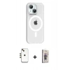MARSİLYAN™- iPhone 14 Kılıf Pusula Form Özel Seri - Siyah Bilvis 3D Cam Ekran Koruyucu + Shine Kamera Lens - GD