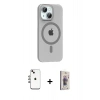 MARSİLYAN™- iPhone 14 Kılıf Pusula Form Özel Seri - Siyah Bilvis 3D Cam Ekran Koruyucu + Shine Kamera Lens - GI