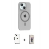 MARSİLYAN™- iPhone 14 Kılıf Pusula Form Özel Seri - Siyah Bilvis 3D Cam Ekran Koruyucu + Shine Kamera Lens - SH