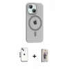 MARSİLYAN™- iPhone 14 Kılıf Pusula Form Özel Seri - Siyah Bilvis 3D Cam Ekran Koruyucu + Shine Kamera Lens - MI