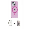MARSİLYAN™- iPhone 14 Kılıf Pusula Form Özel Seri - Siyah Bilvis 3D Cam Ekran Koruyucu + Shine Kamera Lens - GD