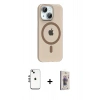 MARSİLYAN™- iPhone 14 Kılıf Pusula Form Özel Seri - Siyah Bilvis 3D Cam Ekran Koruyucu + Shine Kamera Lens - GS