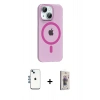 MARSİLYAN™- iPhone 14 Kılıf Pusula Form Özel Seri - Siyah Bilvis 3D Cam Ekran Koruyucu + Shine Kamera Lens - MI
