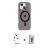 MARSİLYAN™- iPhone 14 Kılıf Pusula Form Özel Seri - Siyah Bilvis 3D Cam Ekran Koruyucu + Shine Kamera Lens - GD