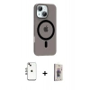 MARSİLYAN™- iPhone 14 Kılıf Pusula Form Özel Seri - Siyah Bilvis 3D Cam Ekran Koruyucu + Shine Kamera Lens - GI
