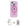 MARSİLYAN™- iPhone 14 Kılıf Pusula Form Özel Seri - Siyah Bilvis 3D Cam Ekran Koruyucu + Shine Kamera Lens - SH