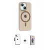 MARSİLYAN™- iPhone 14 Kılıf Pusula Form Özel Seri - Siyah Bilvis 3D Cam Ekran Koruyucu + Shine Kamera Lens - SH