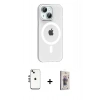 MARSİLYAN™- iPhone 14 Kılıf Pusula Form Özel Seri - Siyah Bilvis 3D Cam Ekran Koruyucu + Shine Kamera Lens - GS